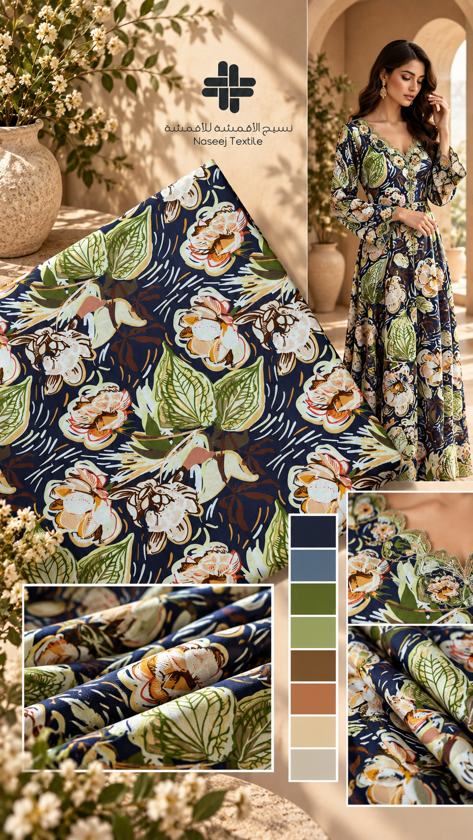 Grey and Green Lined Flowers
