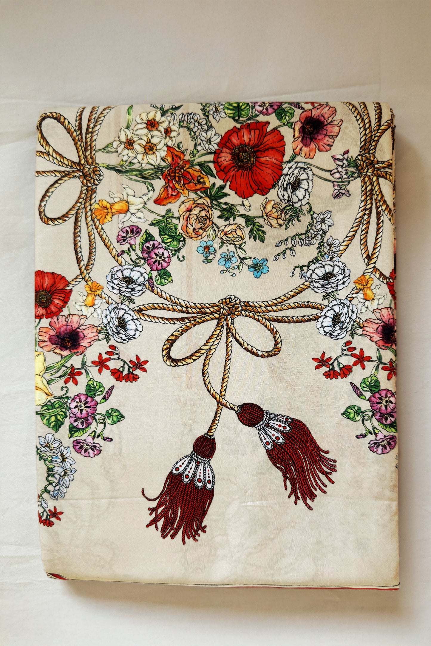 Vintage Flower Bouquet Tassels and Ribbons in BEIGE