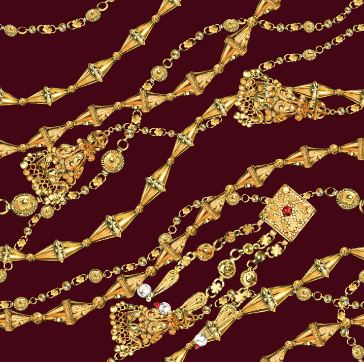Traditional Emirati Gold in Maroon Red